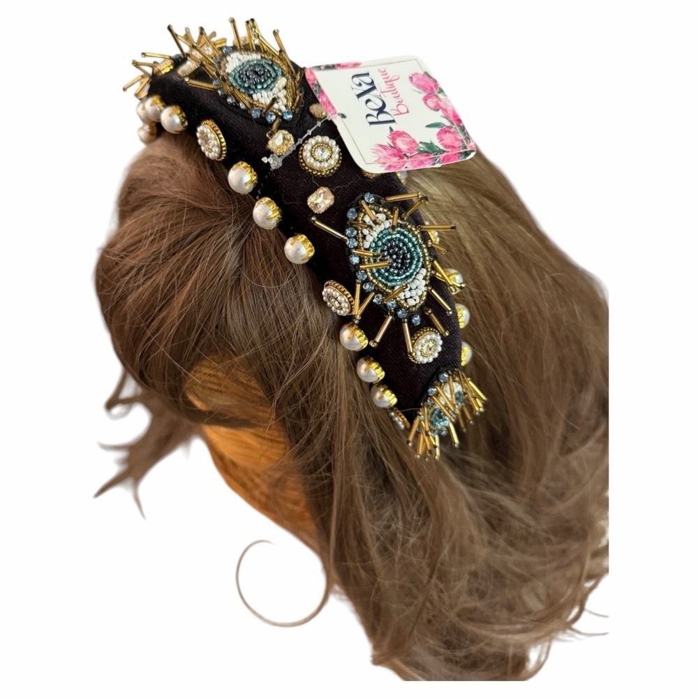 Evil Eye Seed Bead Headband - Picture 5 of 11